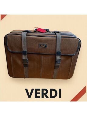 Verdi Brown Herringbone Carry-On Roller Suitcase